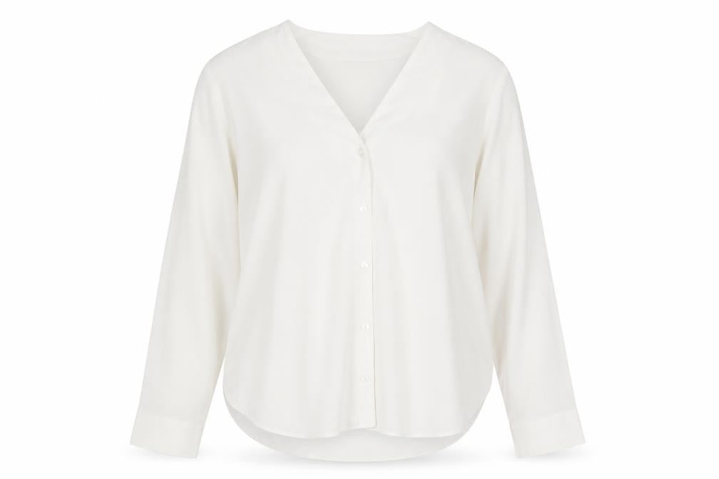 ASOS Womens White Polyester Basic Button-Up Size 8 V-Neck