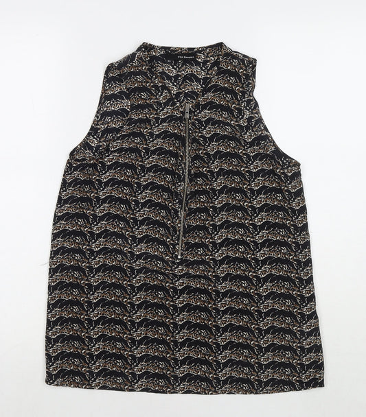 The Kooples Womens Black Geometric Polyester Basic Tank Size XS Round Neck