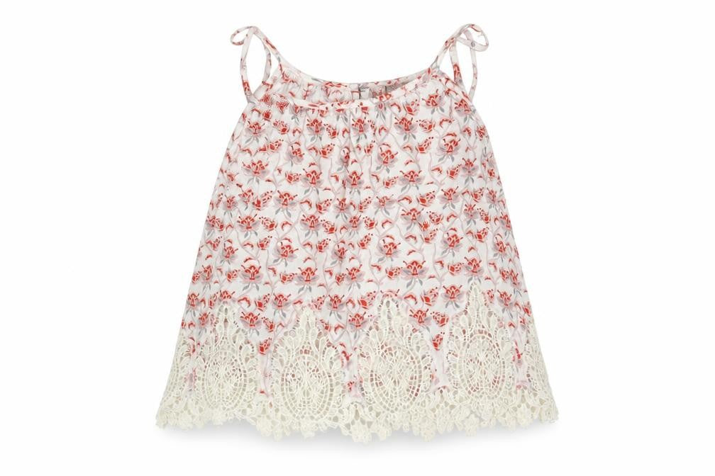Divided by H&M Womens White Floral Viscose Basic Tank Size 10 Round Neck