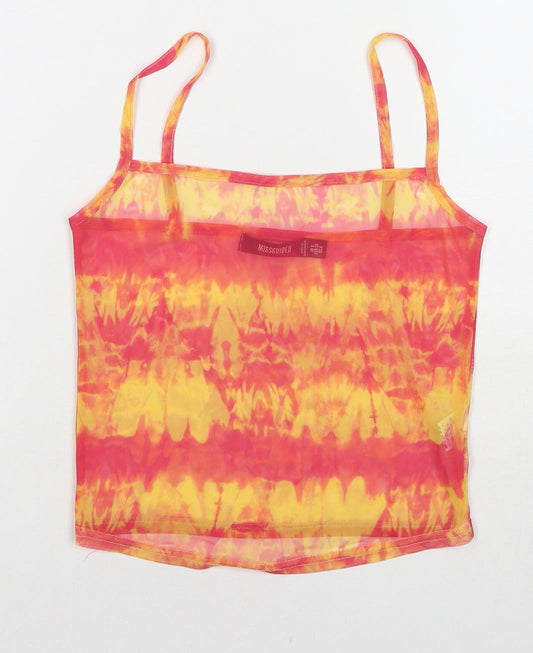 Missguided Womens Orange Colourblock Polyester Cropped Tank Size 8 Square Neck