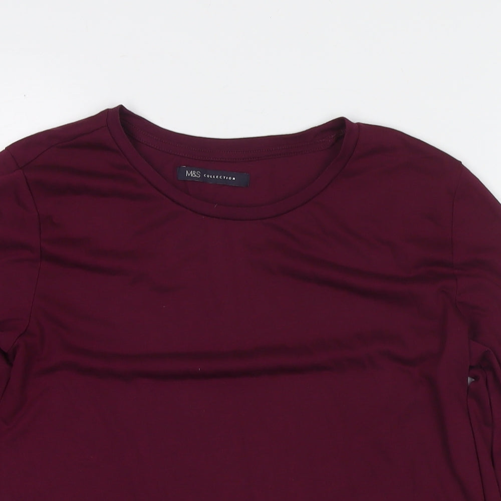 Marks and Spencer Womens Purple Polyester Jersey T-Shirt Size 8 Round Neck
