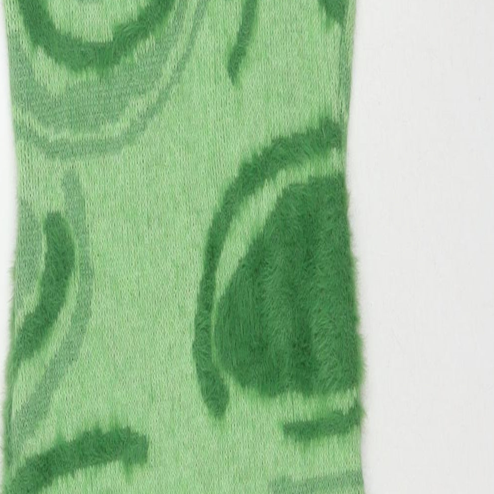 Interdee Womens Green Geometric Polyester Maxi Size M Scoop Neck Pullover