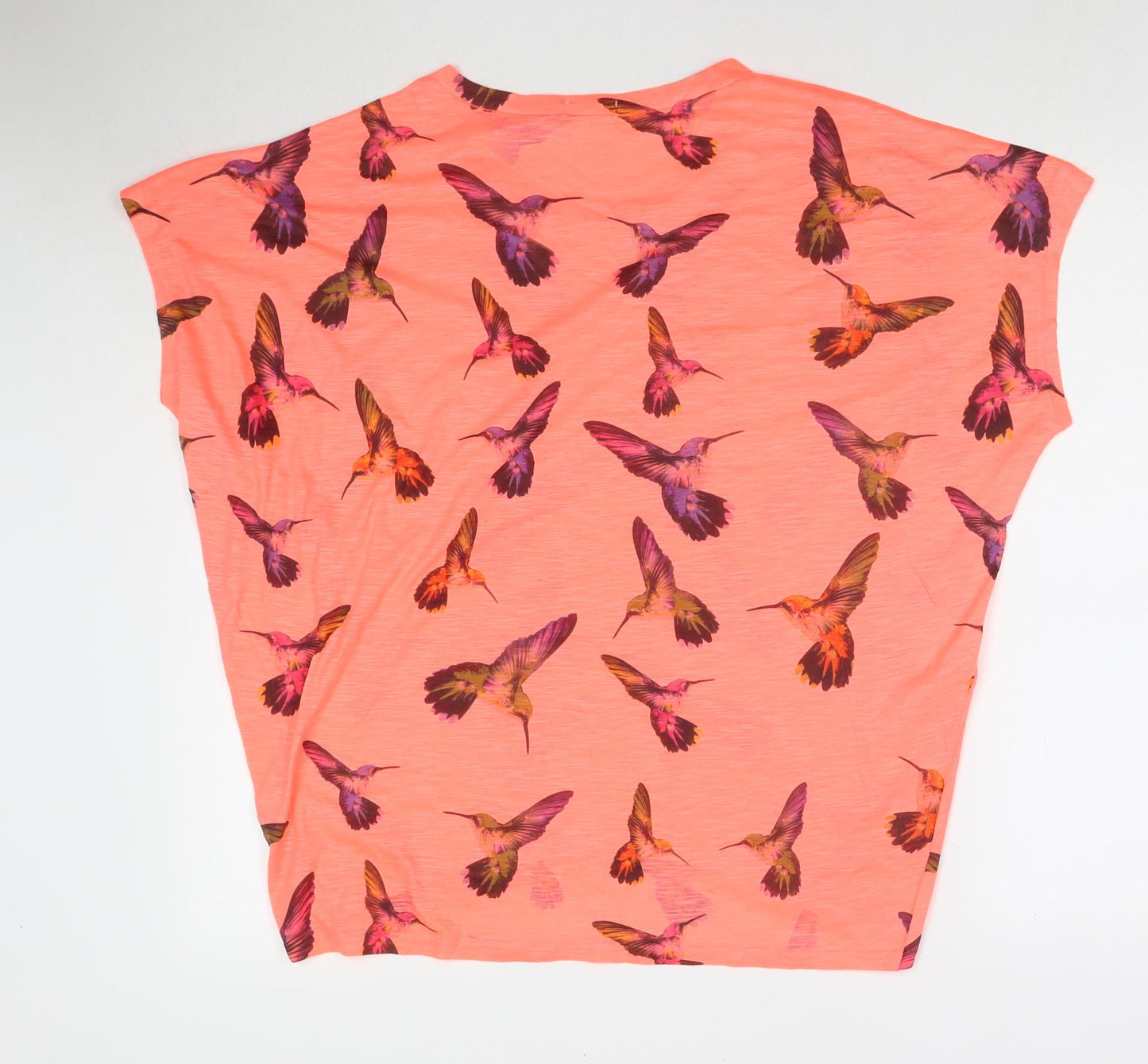 QED London Womens Pink Polyester Basic T-Shirt Size S Round Neck - Birds