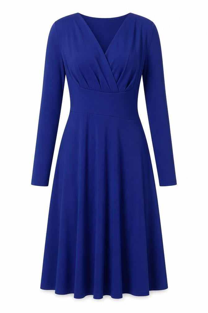Stella Womens Blue Polyester Fit & Flare Size S V-Neck Pullover