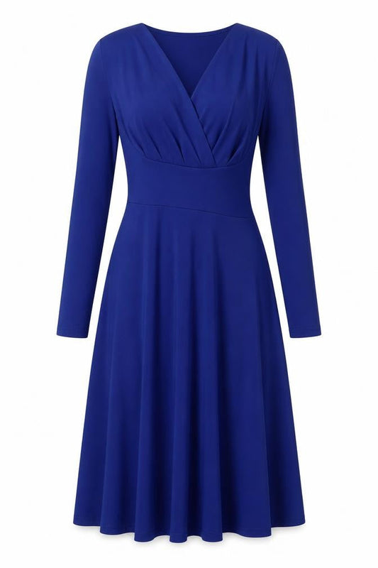 Stella Womens Blue Polyester Fit & Flare Size S V-Neck Pullover
