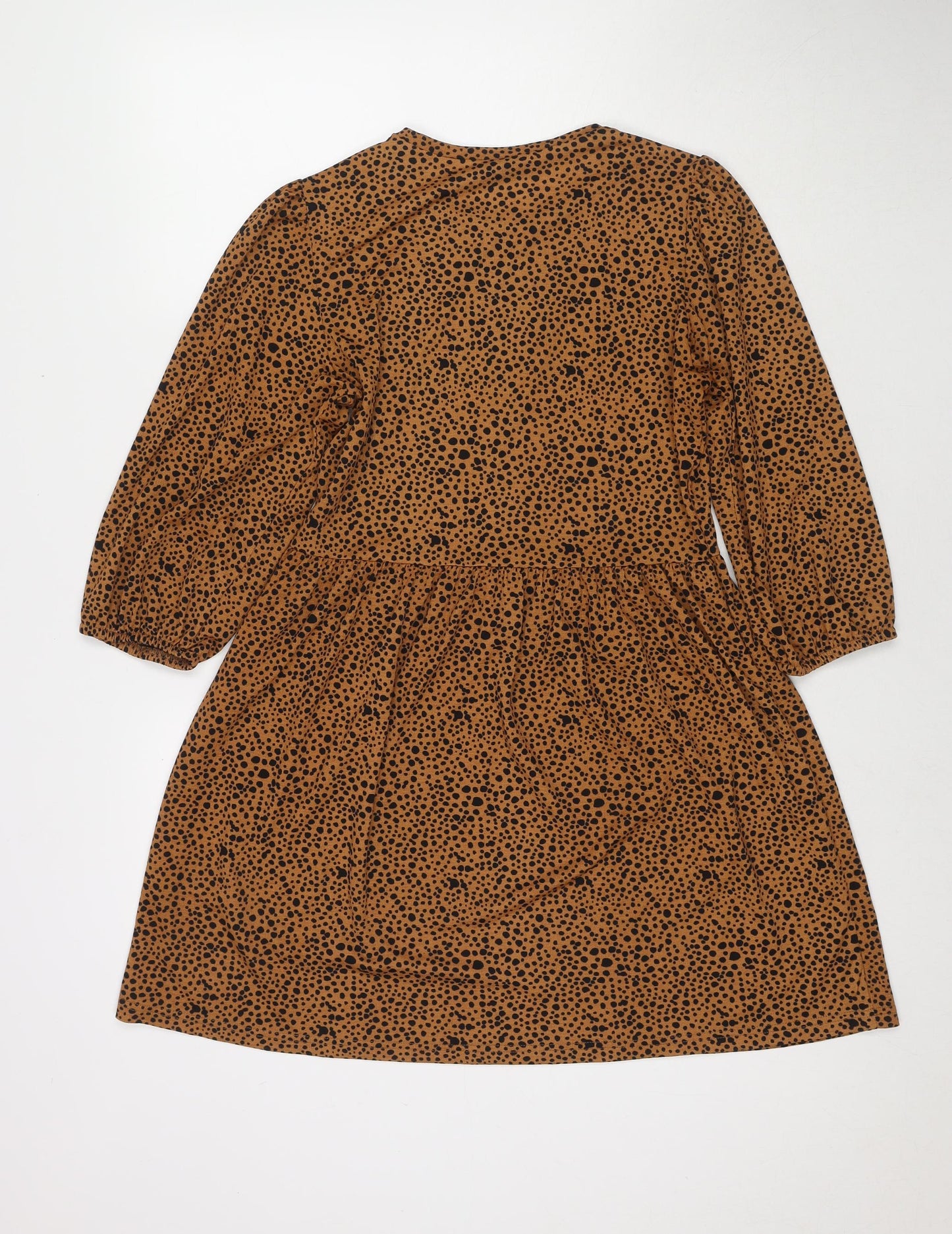 Stradivarius Womens Brown Polka Dot Polyester Fit & Flare Size S Round Neck Pullover