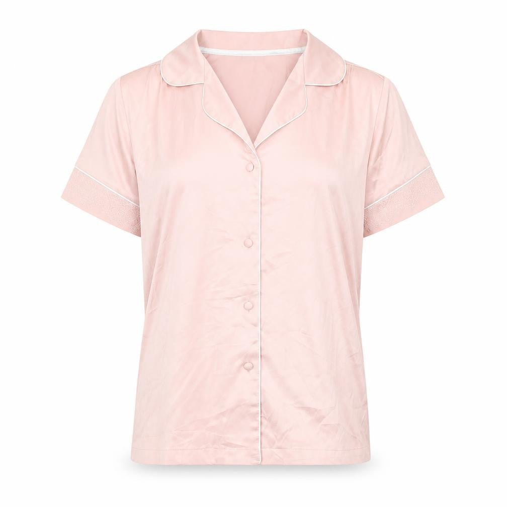 Chelsea Peers Womens Pink Solid Polyester Top Pyjama Top Size 10 Button