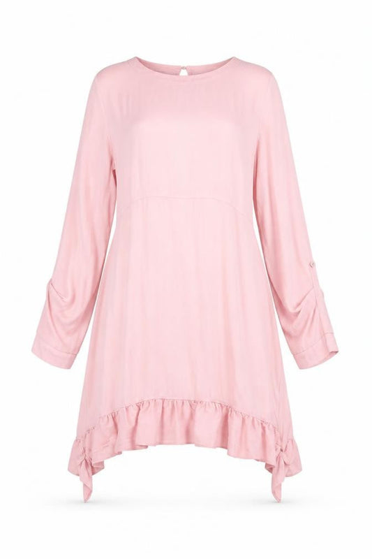 Zara Womens Pink Polyester A-Line Size S Round Neck Button