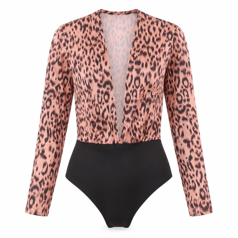 Unique 21 Womens Pink Animal Print Polyester Bodysuit One-Piece Size 8 L10 in Snap