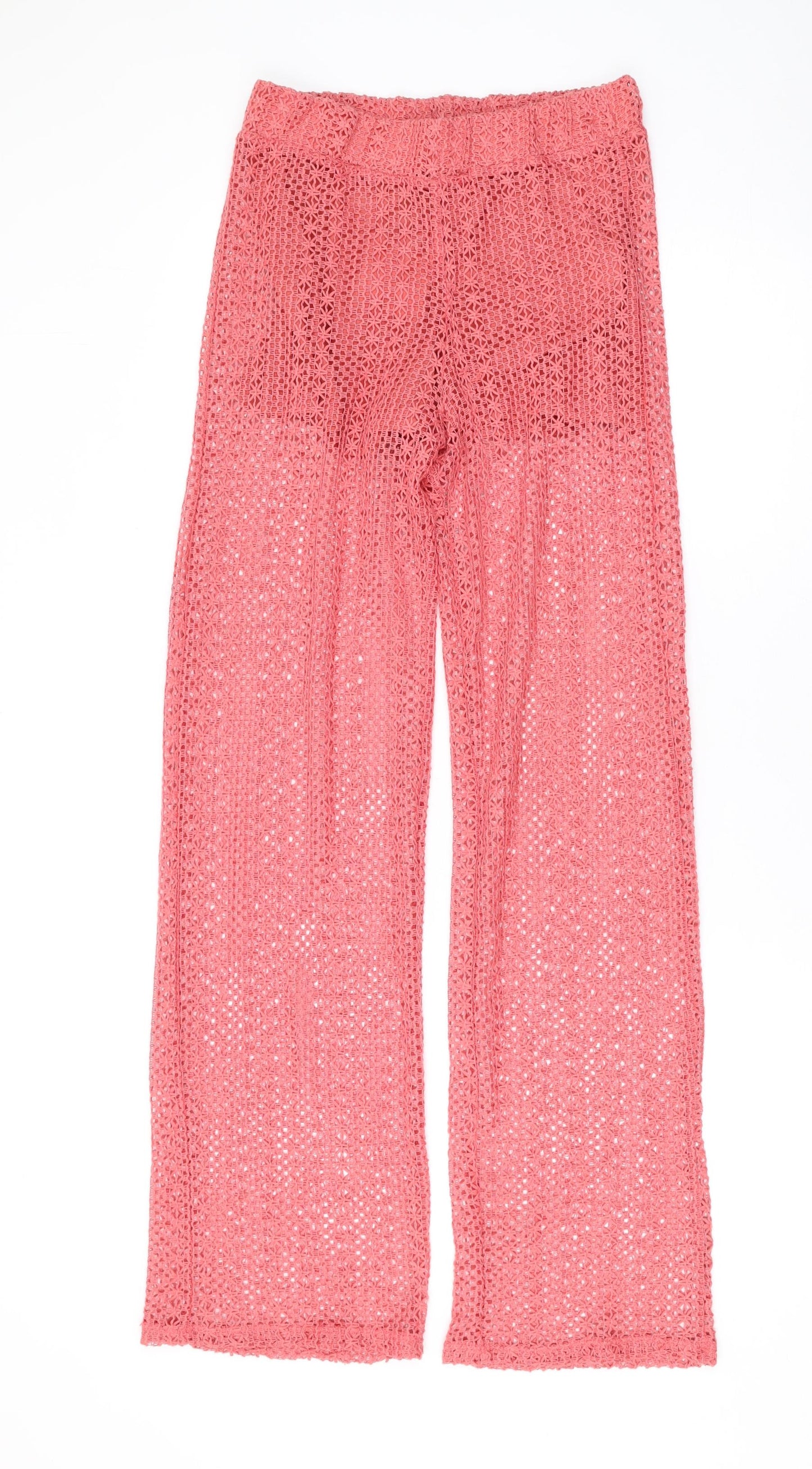 Zara Womens Pink Polyester Trousers Size S L31 in Regular