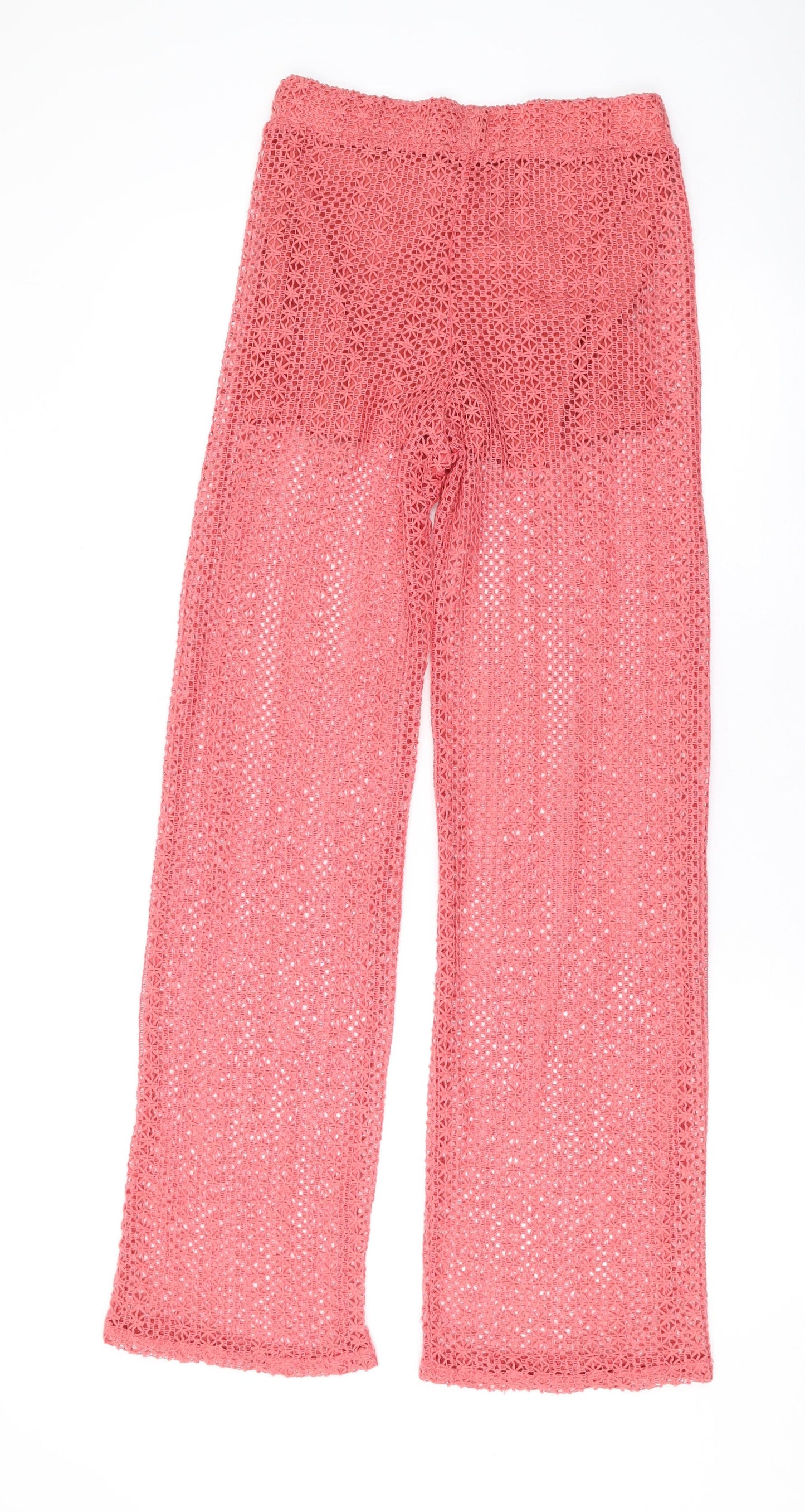 Zara Womens Pink Polyester Trousers Size S L31 in Regular