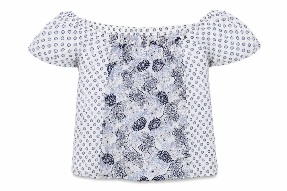 Dorothy Perkins Womens White Geometric Polyester Basic Blouse Size 12 Off the Shoulder