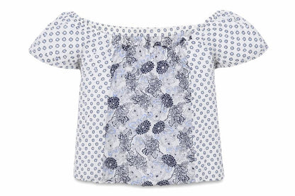 Dorothy Perkins Womens White Geometric Polyester Basic Blouse Size 12 Off the Shoulder