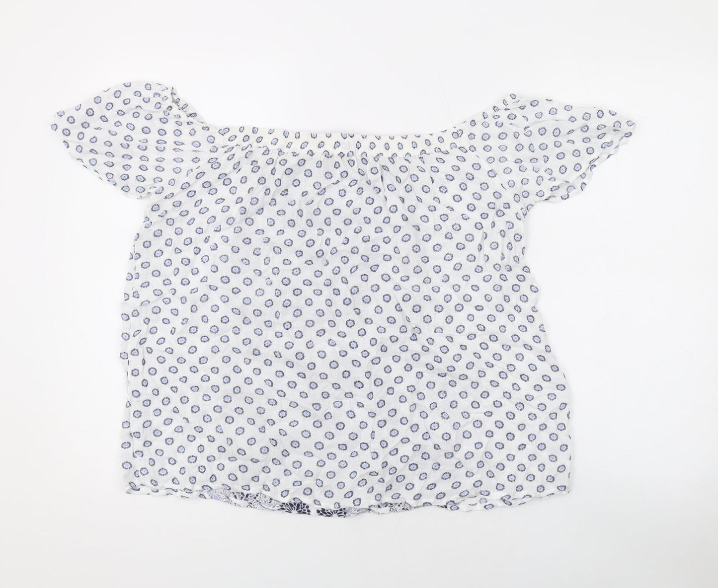 Dorothy Perkins Womens White Geometric Polyester Basic Blouse Size 12 Off the Shoulder