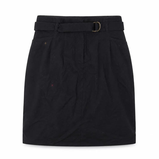 Bonprix Womens Black Linen Mini Skirt Size 8 Zip