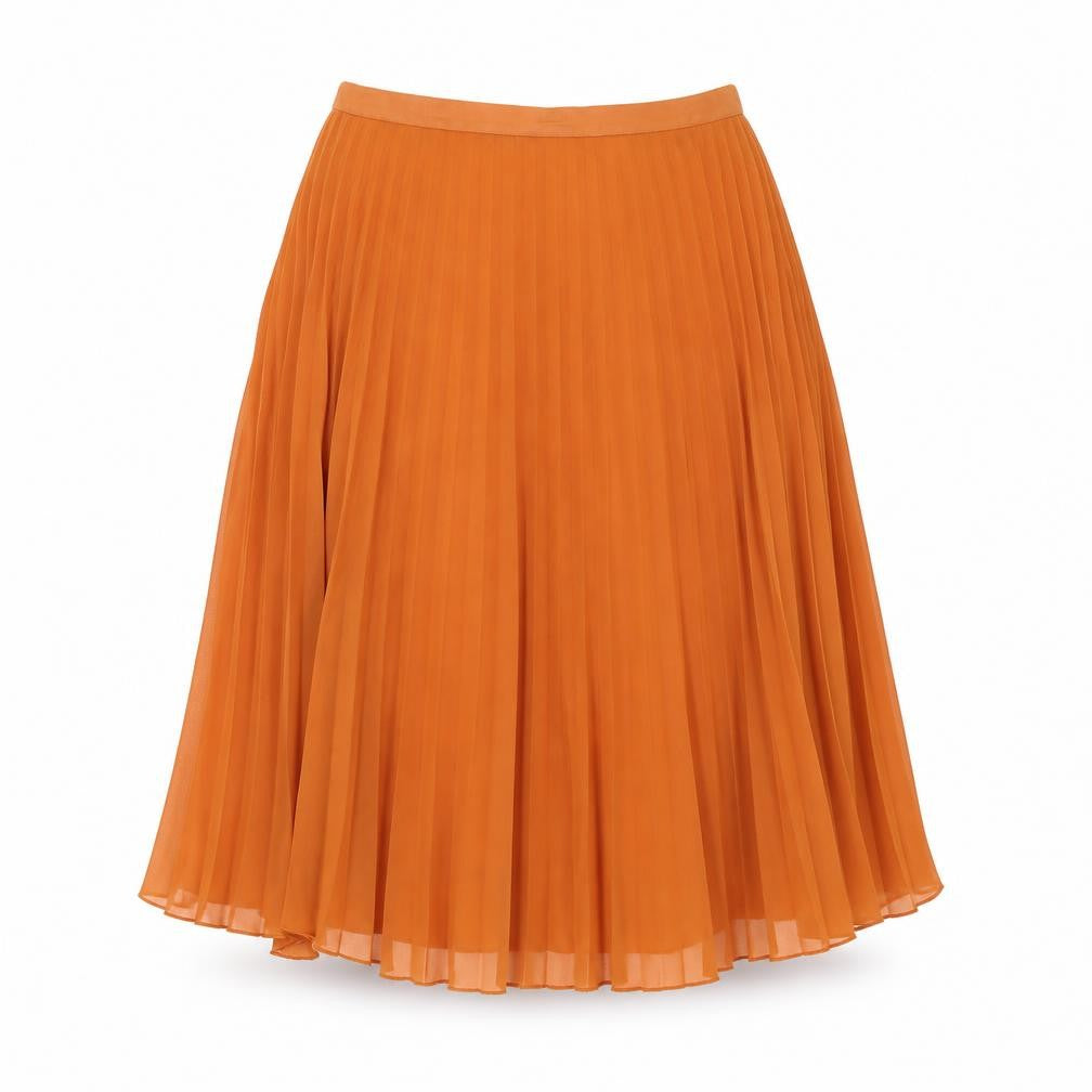 Jane Norman Womens Orange Polyester Pleated Skirt Size 8 Zip