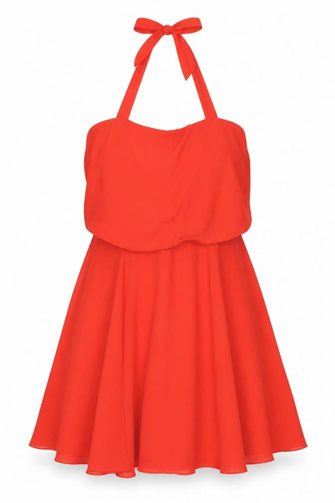 ASOS Womens Red Polyester A-Line Size 14 Halter Zip