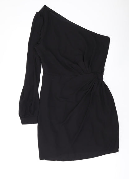 Additional front view of Only women’s black polyester mini, size S, off the shoulder zip