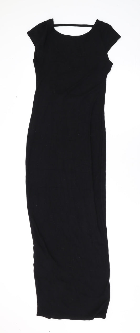 Garage Womens Black Modal Maxi Size XS Round Neck Pullover - Backless