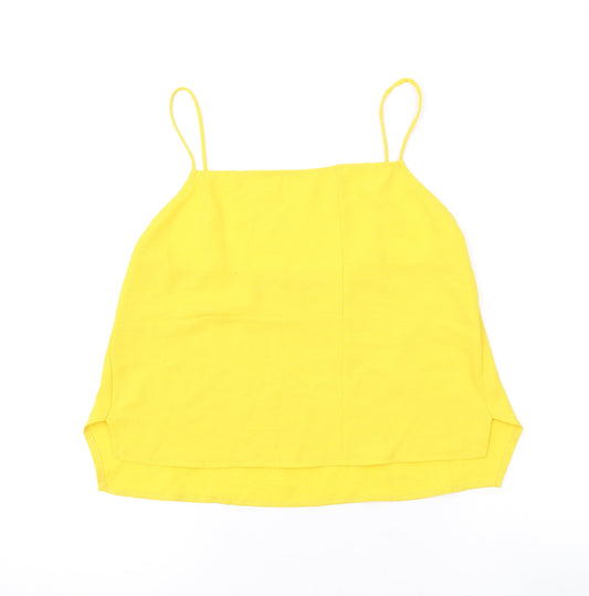 Zara Womens Yellow Polyester Camisole Tank Size S Square Neck