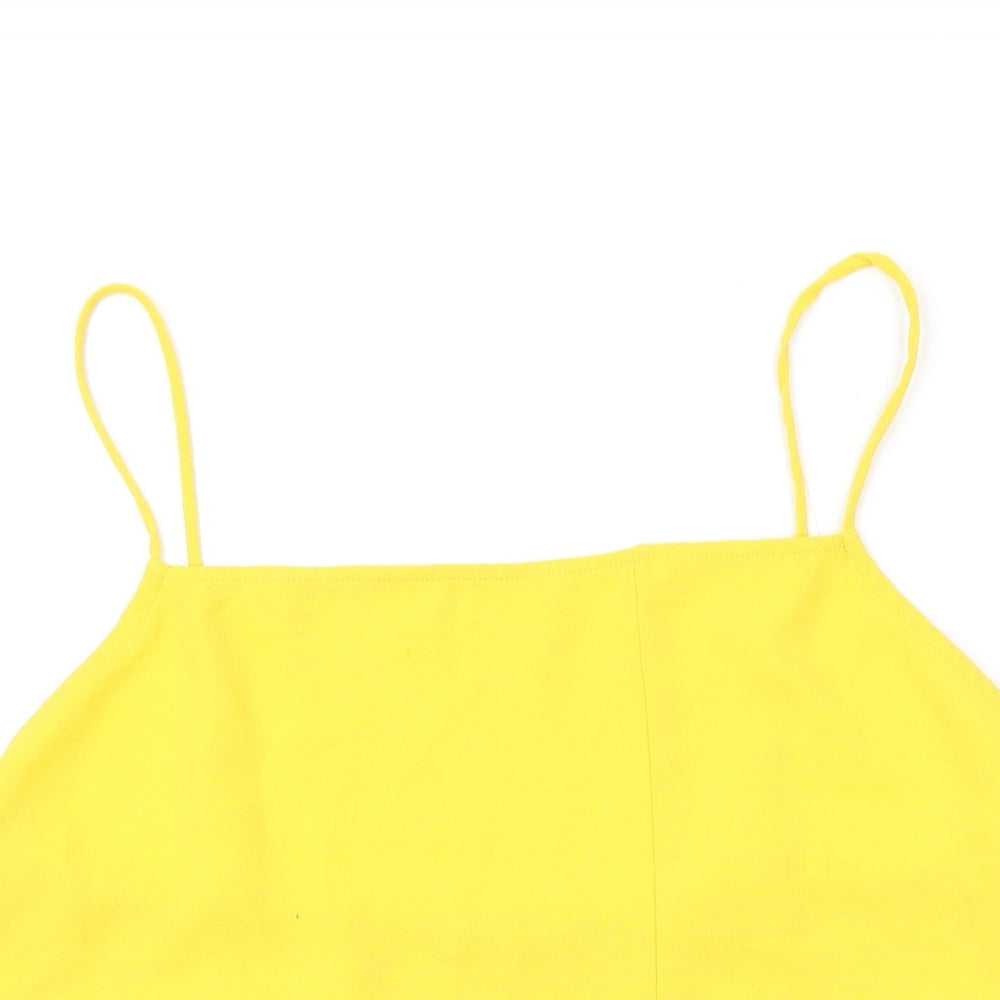Zara Womens Yellow Polyester Camisole Tank Size S Square Neck