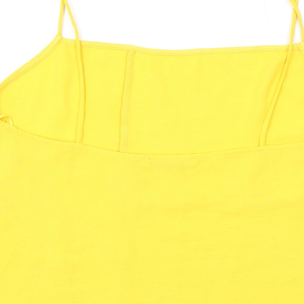 Zara Womens Yellow Polyester Camisole Tank Size S Square Neck