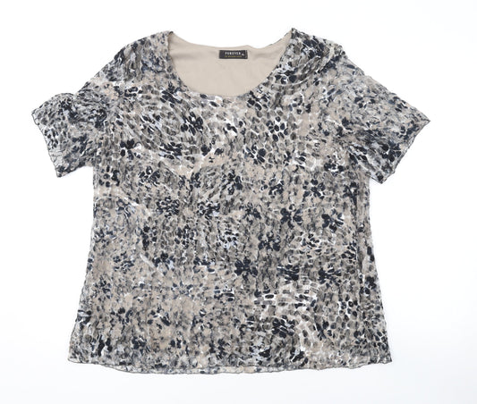 Michael Gold Womens Brown Polyester Basic T-Shirt Size XL Scoop Neck