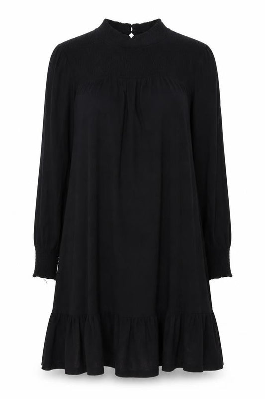 Dorothy Perkins Womens Black Viscose A-Line Size 14 Mock Neck Button