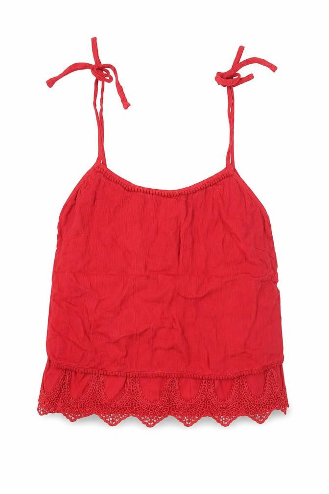 Miss Selfridge Womens Red Viscose Camisole Tank Size 6 Scoop Neck