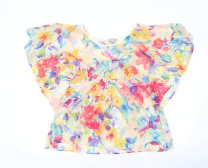 Additional front view of Soon women’s multicoloured floral polyester basic blouse, size UK 16, round neck