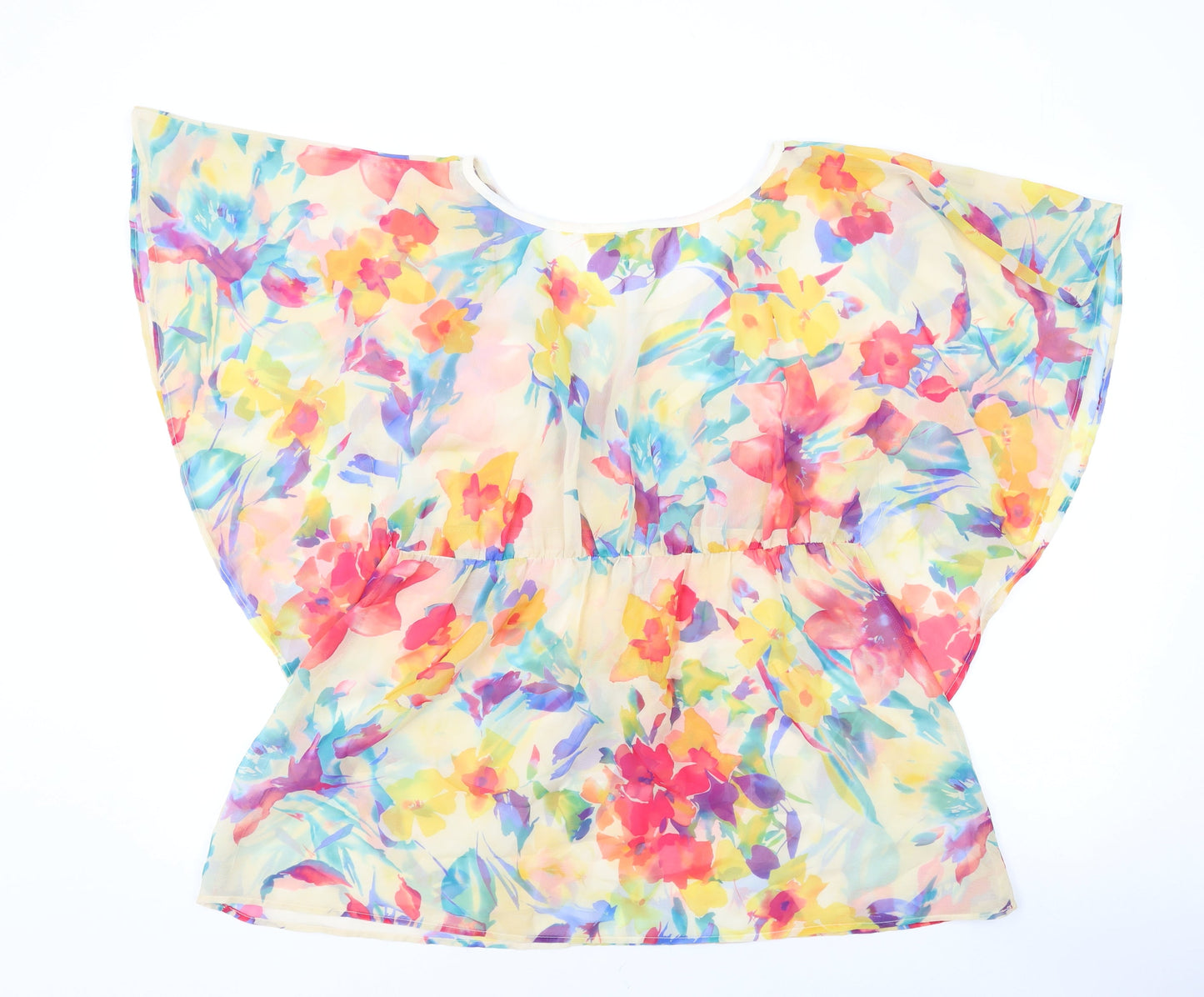 Soon Womens Multicoloured Floral Polyester Basic Blouse Size 16 Round Neck