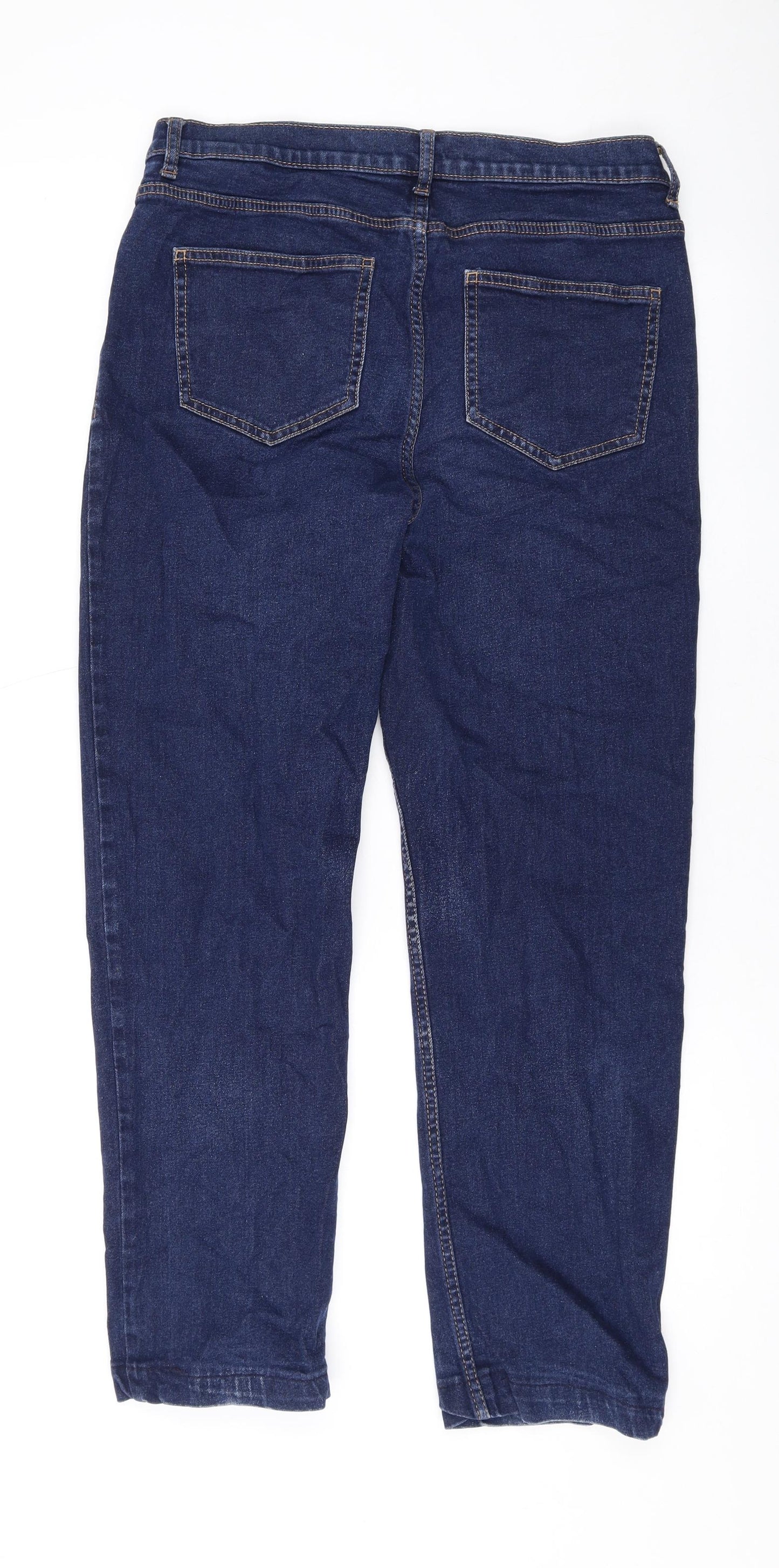 Marks and Spencer Womens Blue Cotton Skinny Jeans Size 12 L26 in Regular Zip