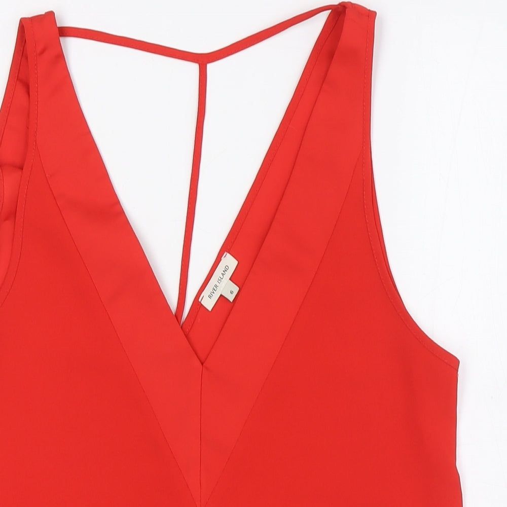 River Island Womens Red Polyester Camisole Blouse Size 6 V-Neck