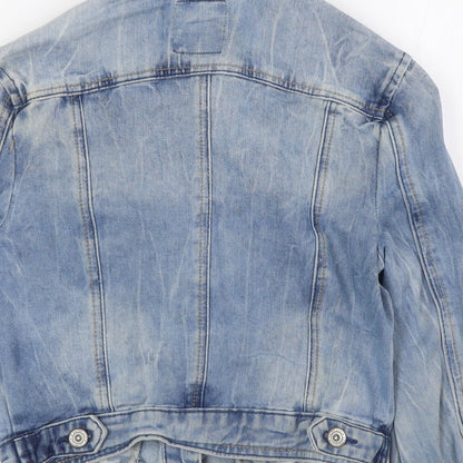 Brand and care label for Denim & Co. women’s blue jacket, size UK 8, button