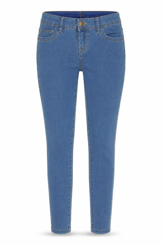 Front view of Demin Co women’s black cotton skinny jeans, size UK 8, 29-inch leg regular zip