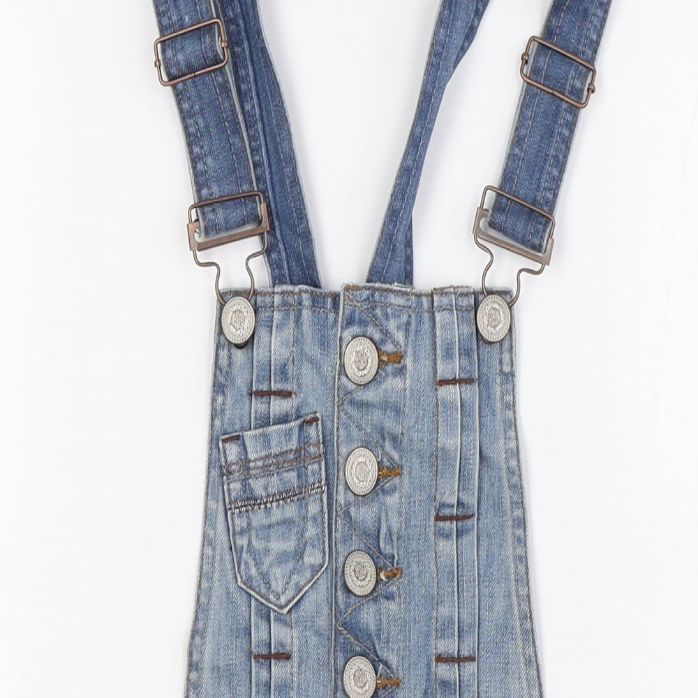 Yesyes Womens Blue 100% Cotton Dungaree One-Piece Size 8 Button