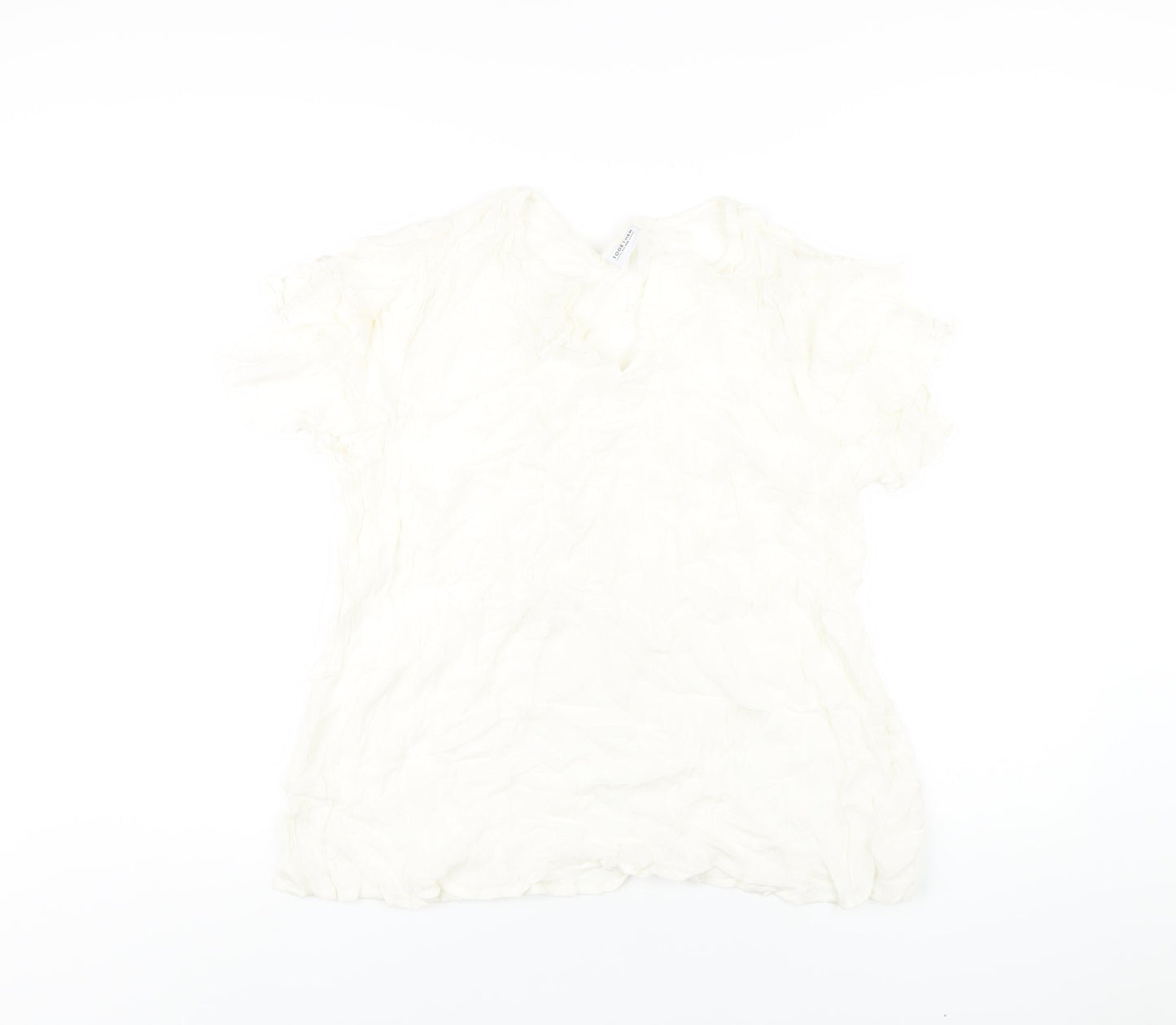 Together Womens Ivory Viscose Basic T-Shirt Size 14 V-Neck
