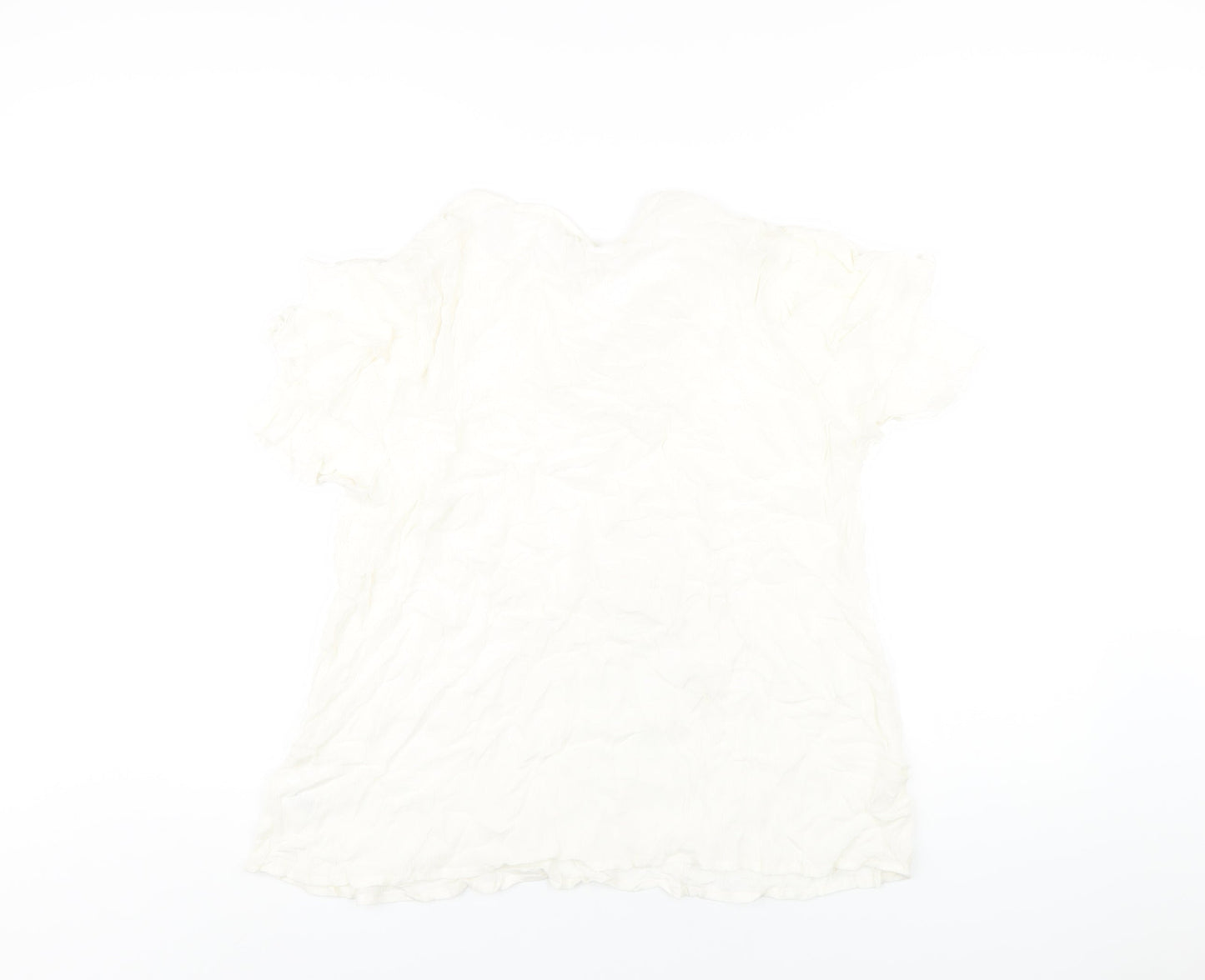 Together Womens Ivory Viscose Basic T-Shirt Size 14 V-Neck
