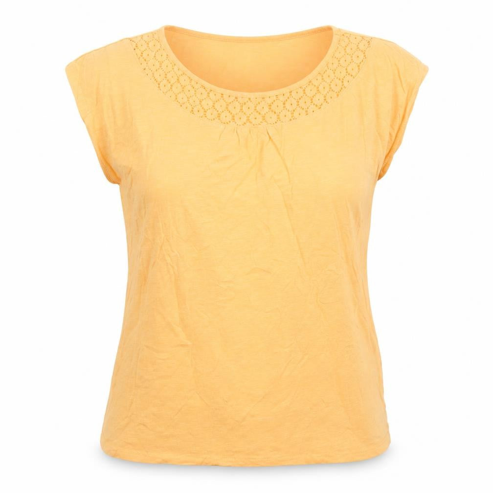bonprix Womens Orange Cotton Basic T-Shirt Size XS Round Neck