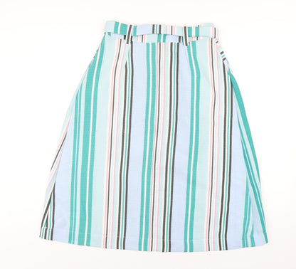 Oasis Womens Multicoloured Striped Polyester A-Line Skirt Size 8 Zip