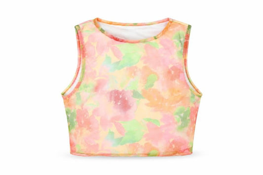 Boohoo Womens Multicoloured Geometric Polyester Cropped Tank Size 10 Round Neck