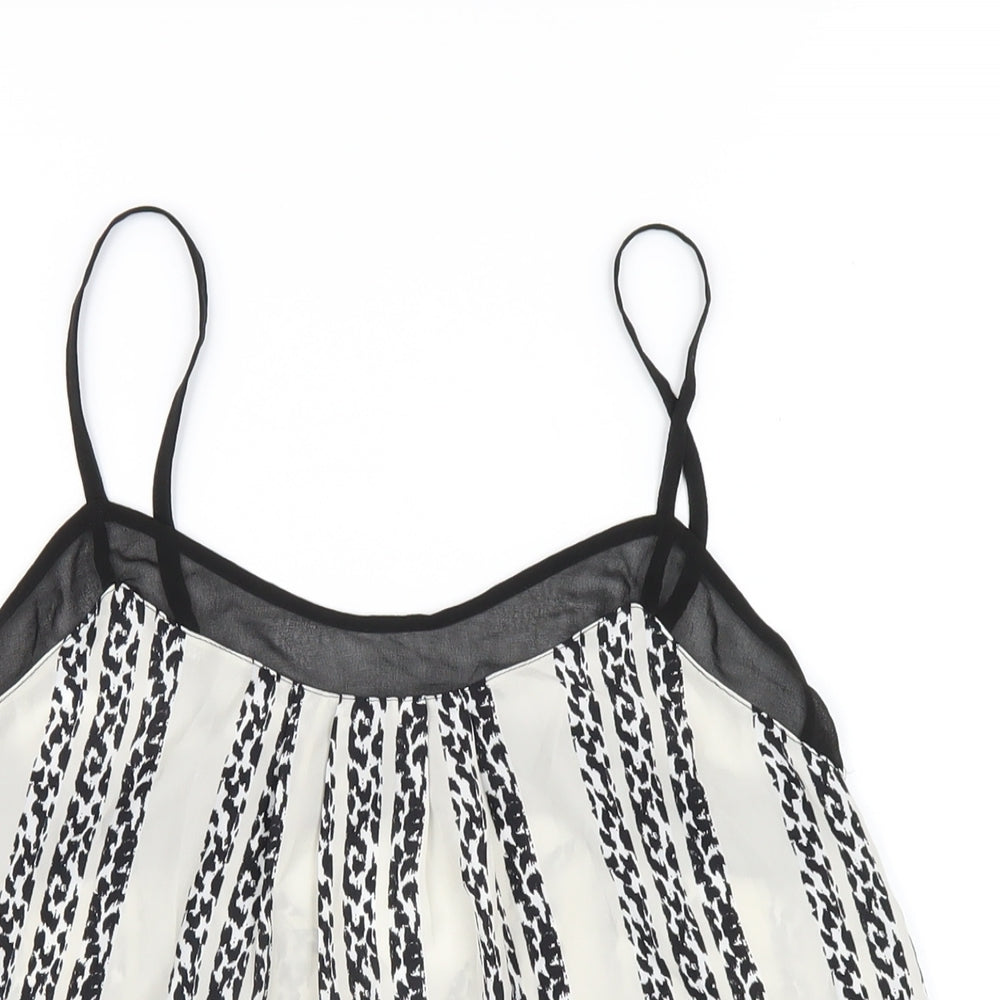 Silence + Noise Womens Ivory Striped Polyester Camisole T-Shirt Size XS V-Neck