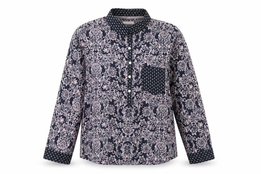 Next Womens Blue Geometric Polyester Top Pyjama Top Size 10 Button