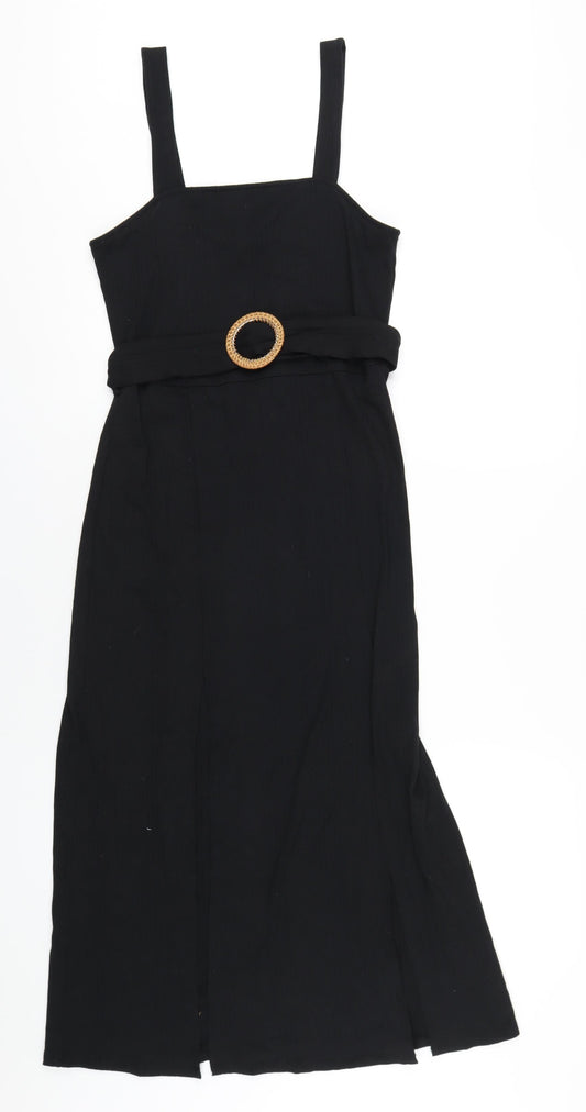 Topshop Womens Black Polyester A-Line Size 12 Square Neck Pullover