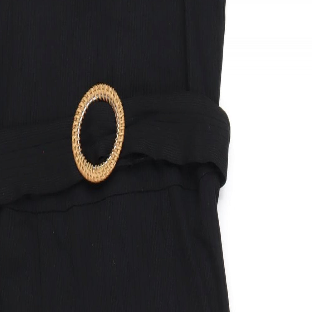 Topshop Womens Black Polyester A-Line Size 12 Square Neck Pullover