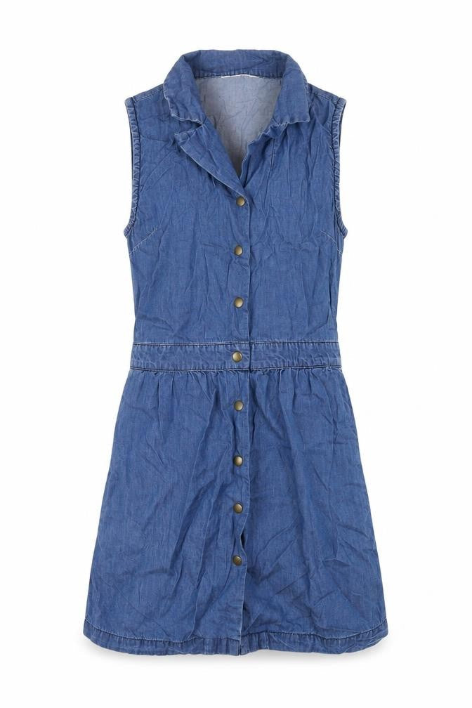 Kaleidoscope Womens Blue Cotton A-Line Size 6 Collared Snap