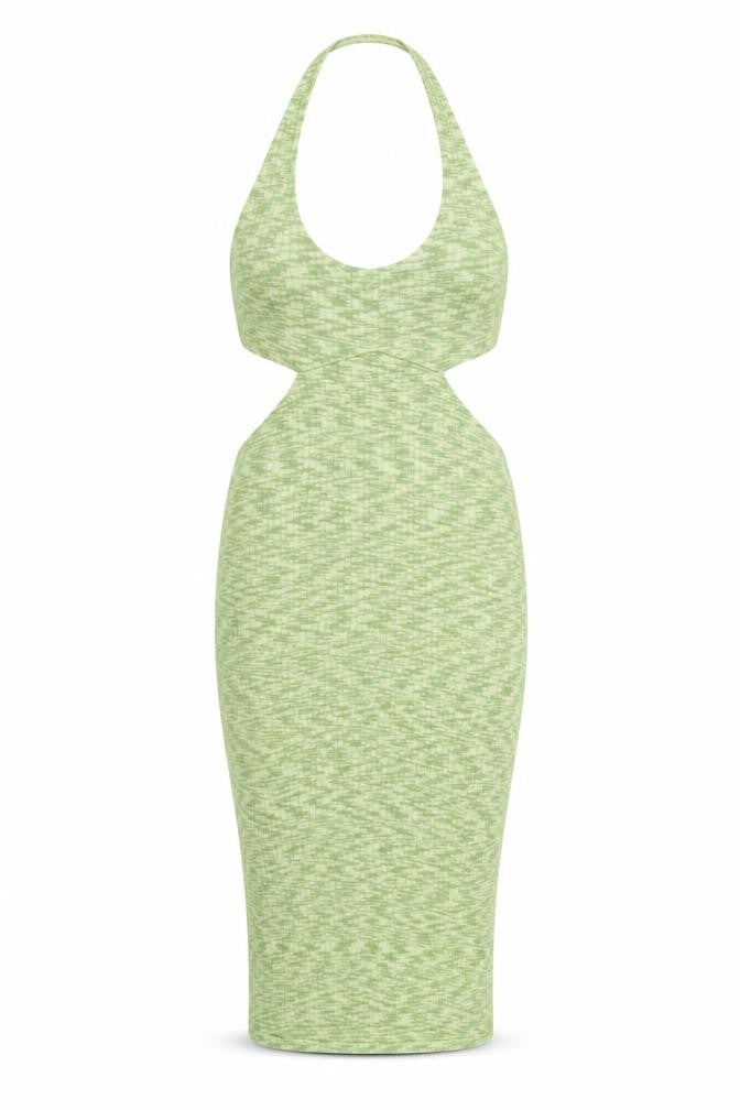H&M Womens Green Polyester Bodycon Size M Halter Pullover - Cut Out