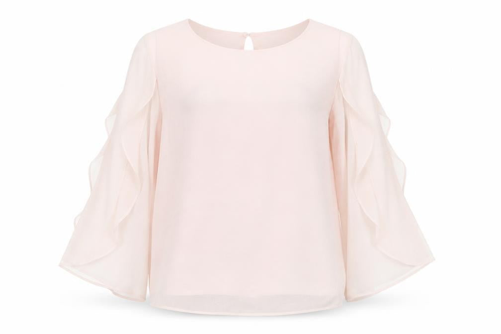 H&M Girls Pink Polyester Basic Blouse Size 12-13 Years Round Neck Button