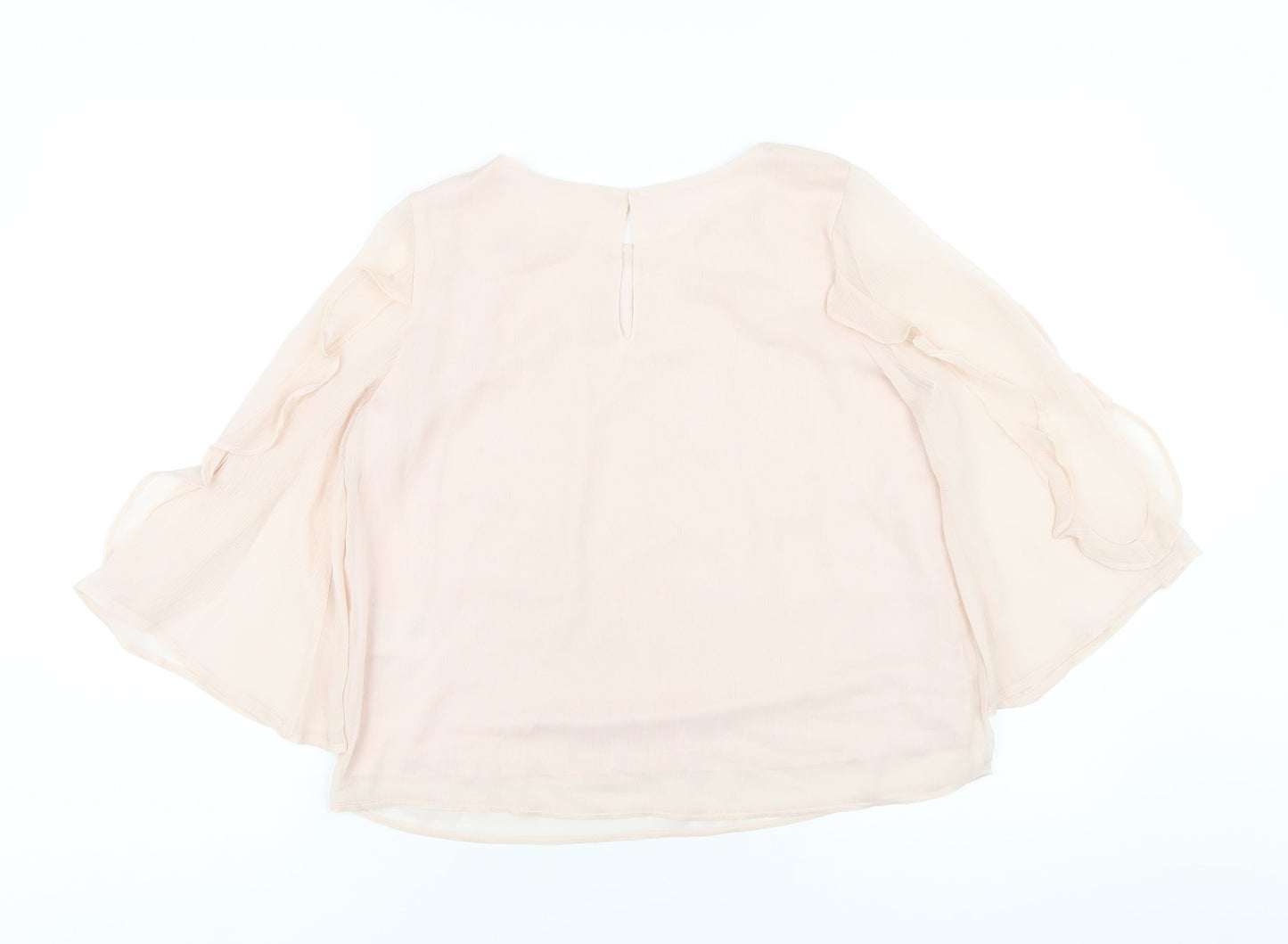 H&M Girls Pink Polyester Basic Blouse Size 12-13 Years Round Neck Button