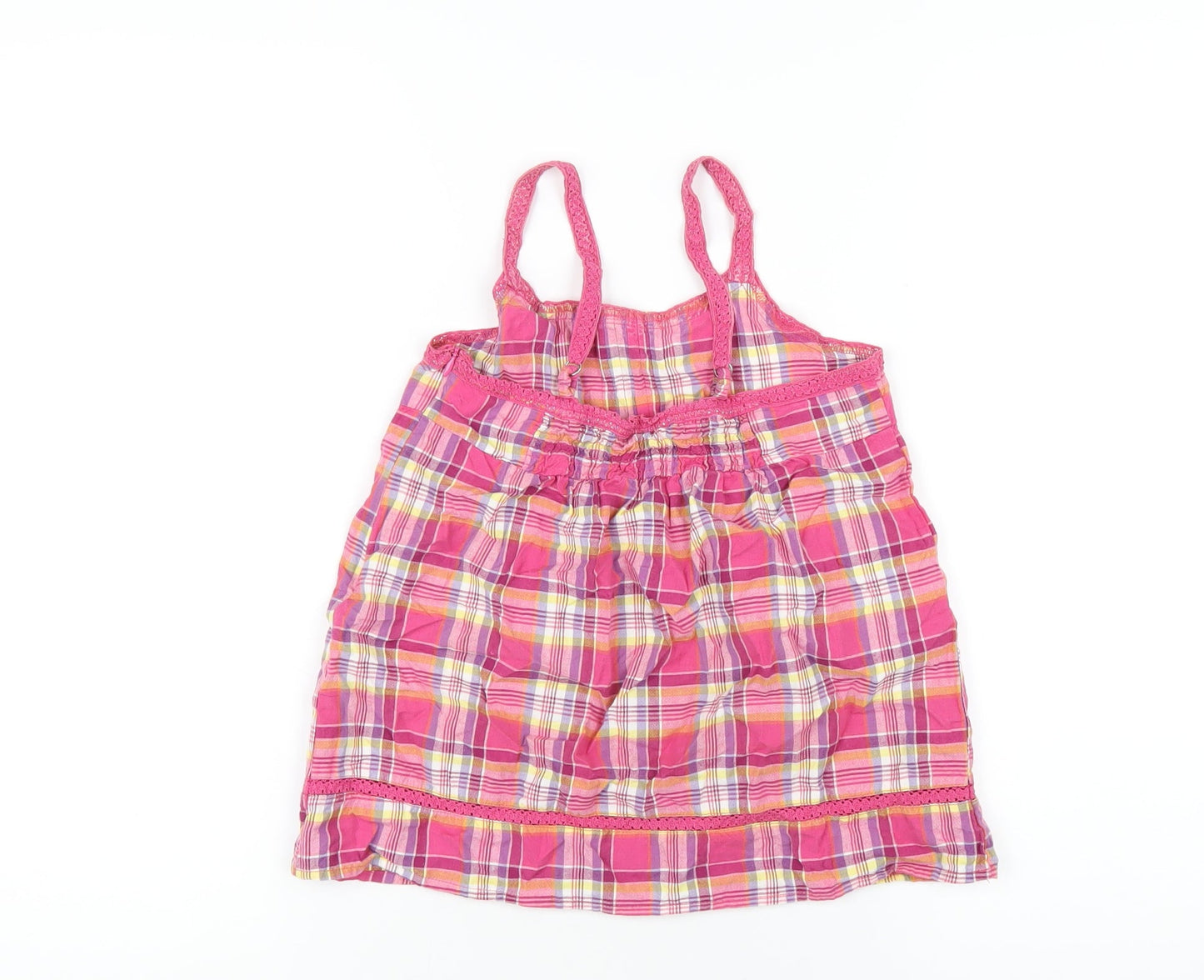 H&M Girls Pink Plaid Cotton Basic Tank Size 11 Years Square Neck Zip